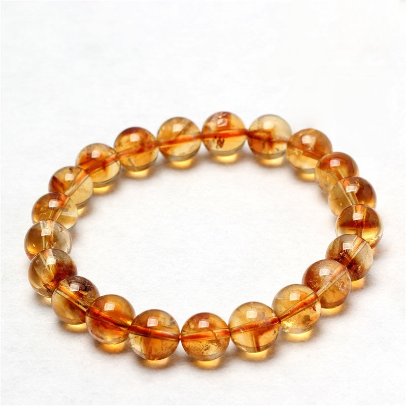 7A Natural Citrine Pyramid Bead Bracelet - Healing Crystal Energy Jewelry for Wealth & Success