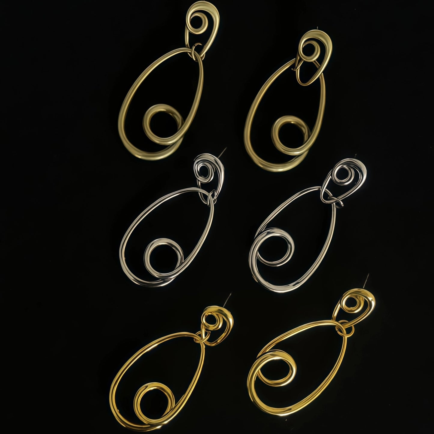 Postmodern Minimalist Drop Earrings - 3D Linear Water Drop Design - Support & Protection