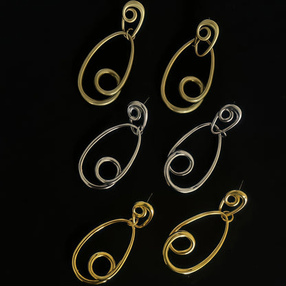 Postmodern Minimalist Drop Earrings - 3D Linear Water Drop Design - Support & Protection