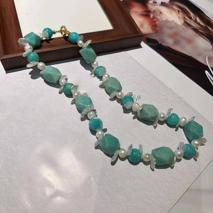 Amazonite Pearl Shell Mermaid Necklace
