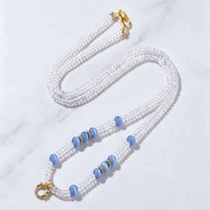 Mulstio Empowerment Cat Eye Stone Clear Quartz Beaded Choker Necklace for Women