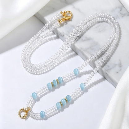 Mulstio Empowerment Cat Eye Stone Clear Quartz Beaded Choker Necklace for Women