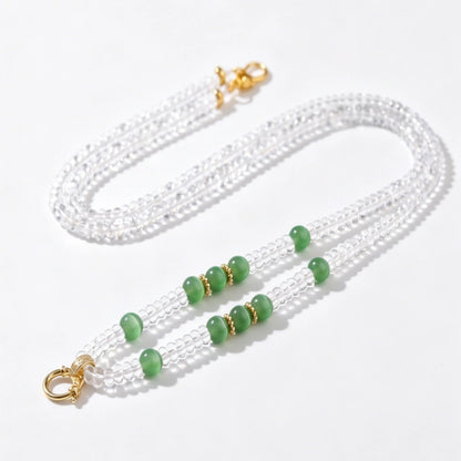 Mulstio Empowerment Cat Eye Stone Clear Quartz Beaded Choker Necklace for Women