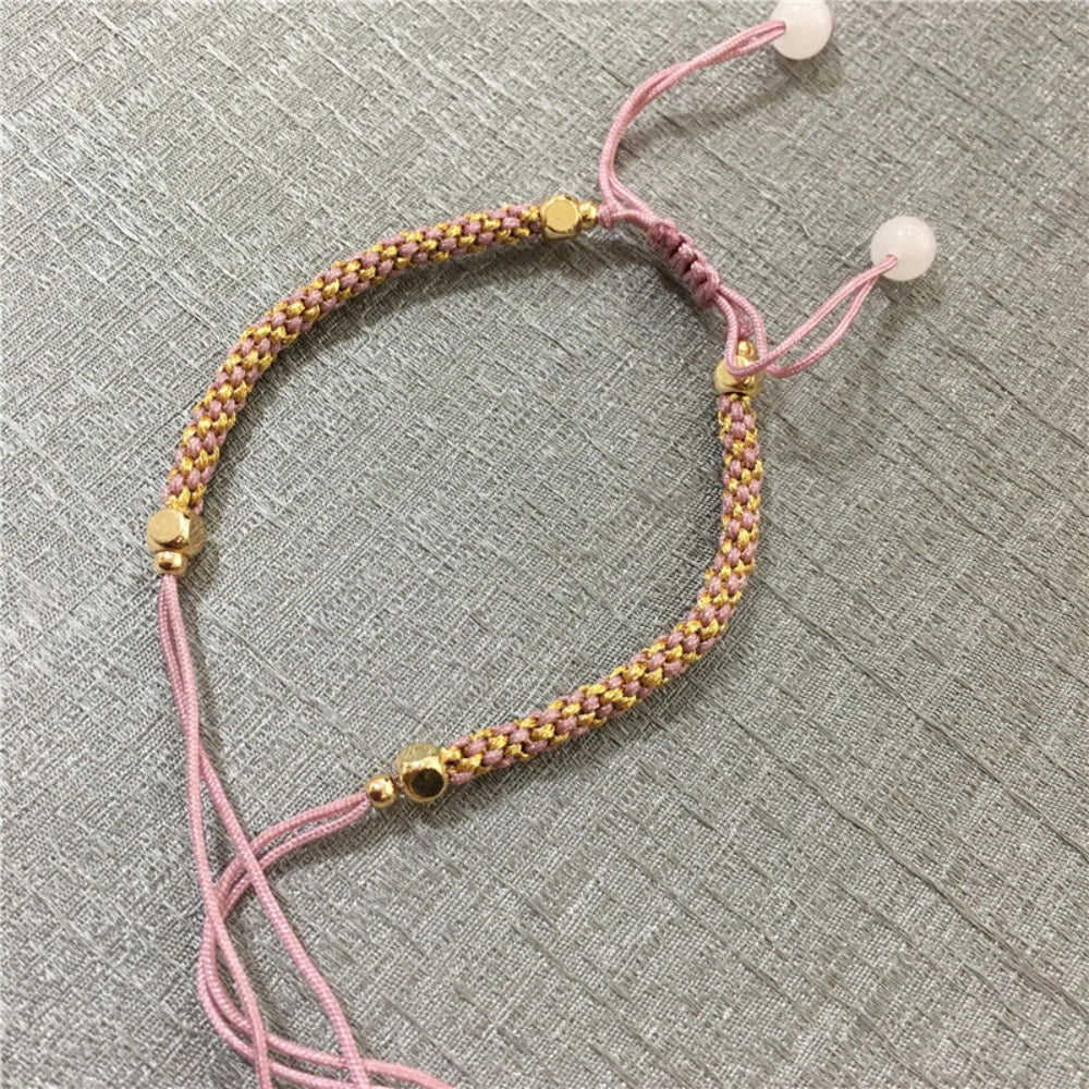 Mulstio Handcrafted Adjustable Cord Bracelet White Jade Spiritual Empowerment Amulet