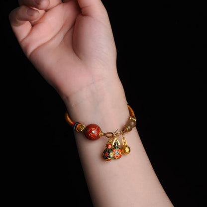 Gold Swallowing Beast Lacquerware Bracelet Wealth Abundance Empowerment Jewelry