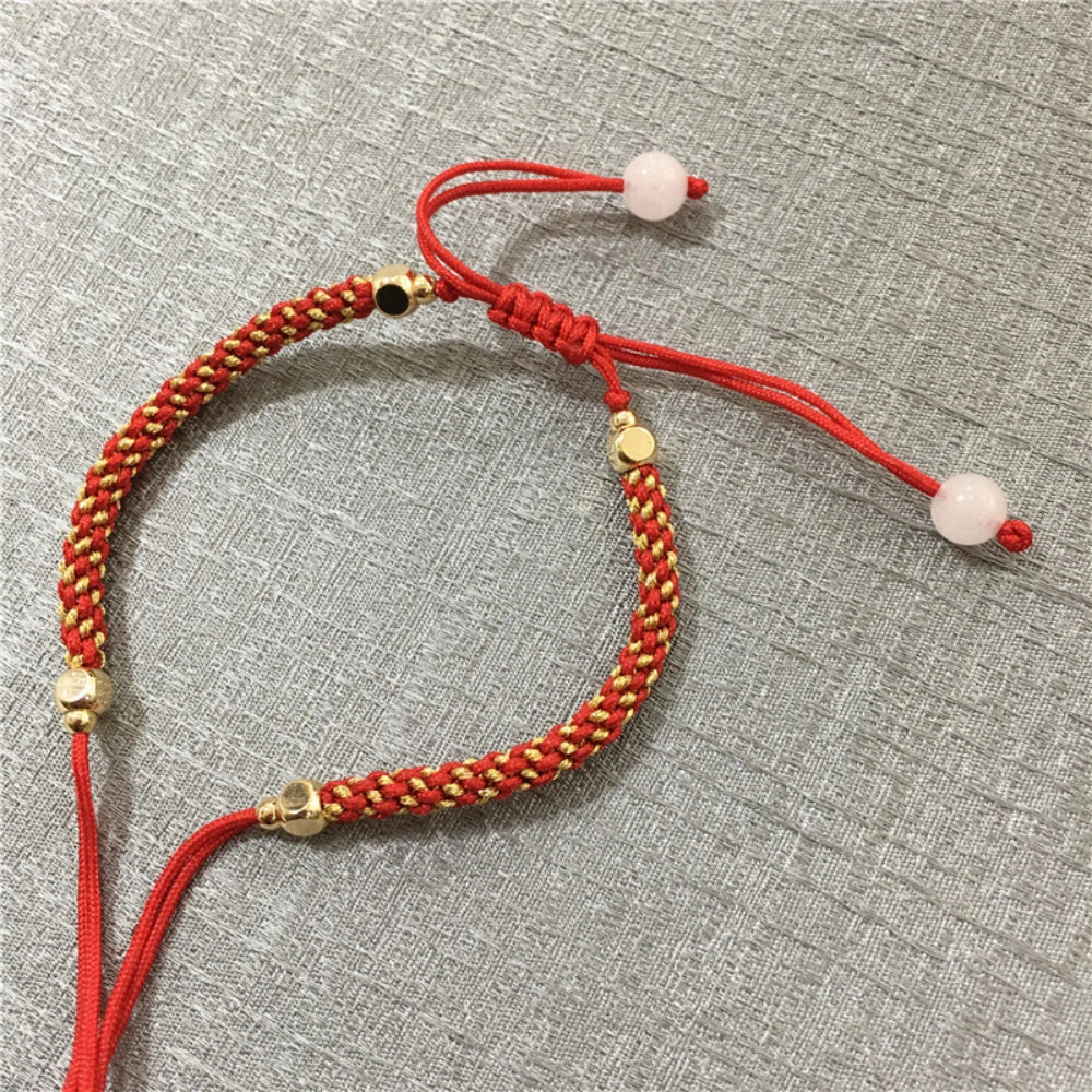 Mulstio Handcrafted Adjustable Cord Bracelet White Jade Spiritual Empowerment Amulet