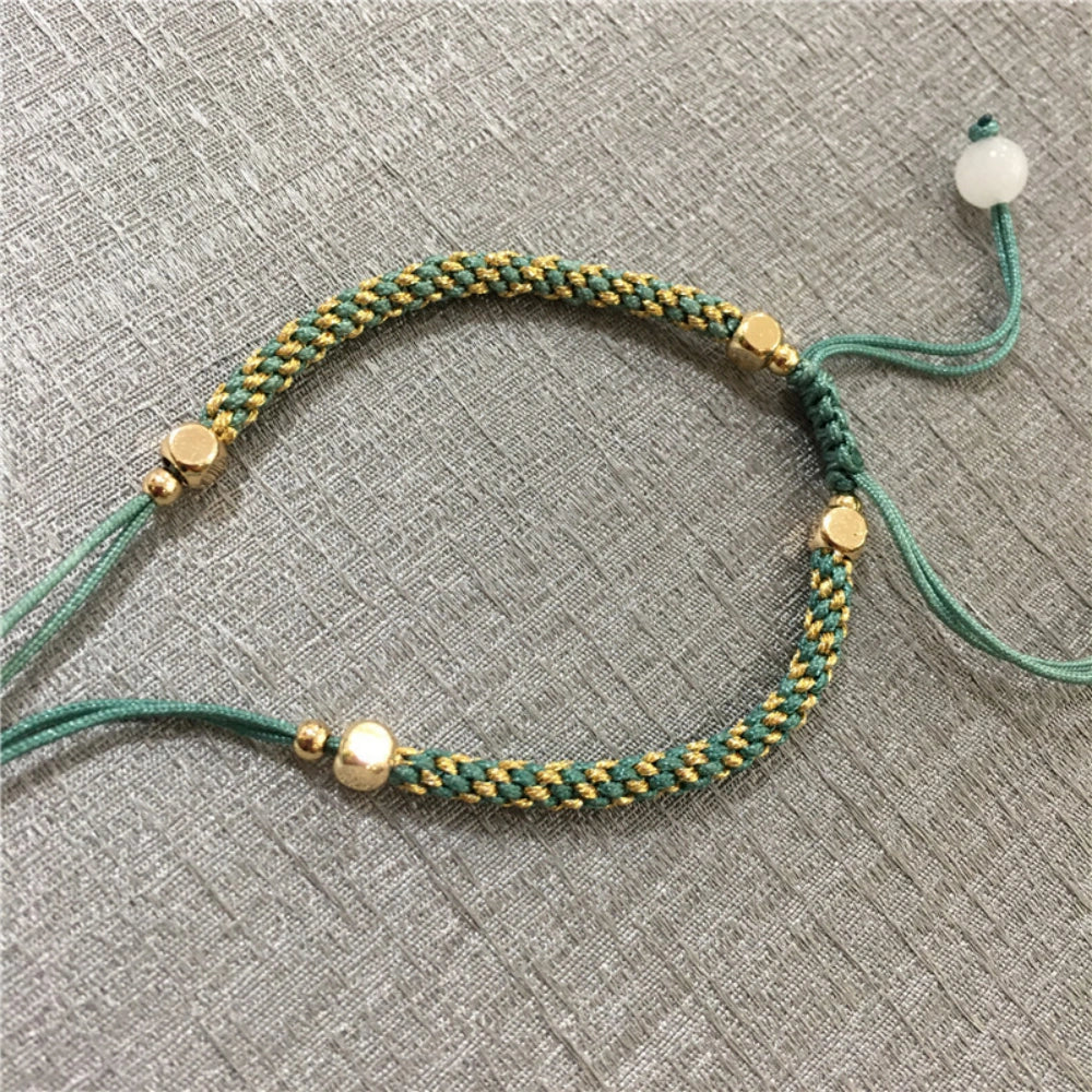 Mulstio Handcrafted Adjustable Cord Bracelet White Jade Spiritual Empowerment Amulet