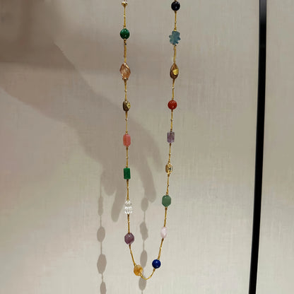 Multi-Gem Energy Necklace with Aquamarine & Amethyst