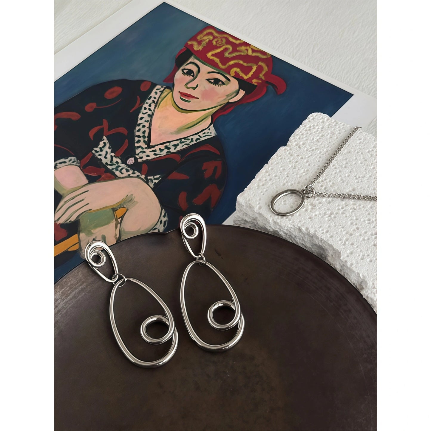 Postmodern Minimalist Drop Earrings - 3D Linear Water Drop Design - Support & Protection