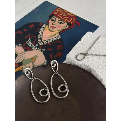 Postmodern Minimalist Drop Earrings - 3D Linear Water Drop Design - Support & Protection