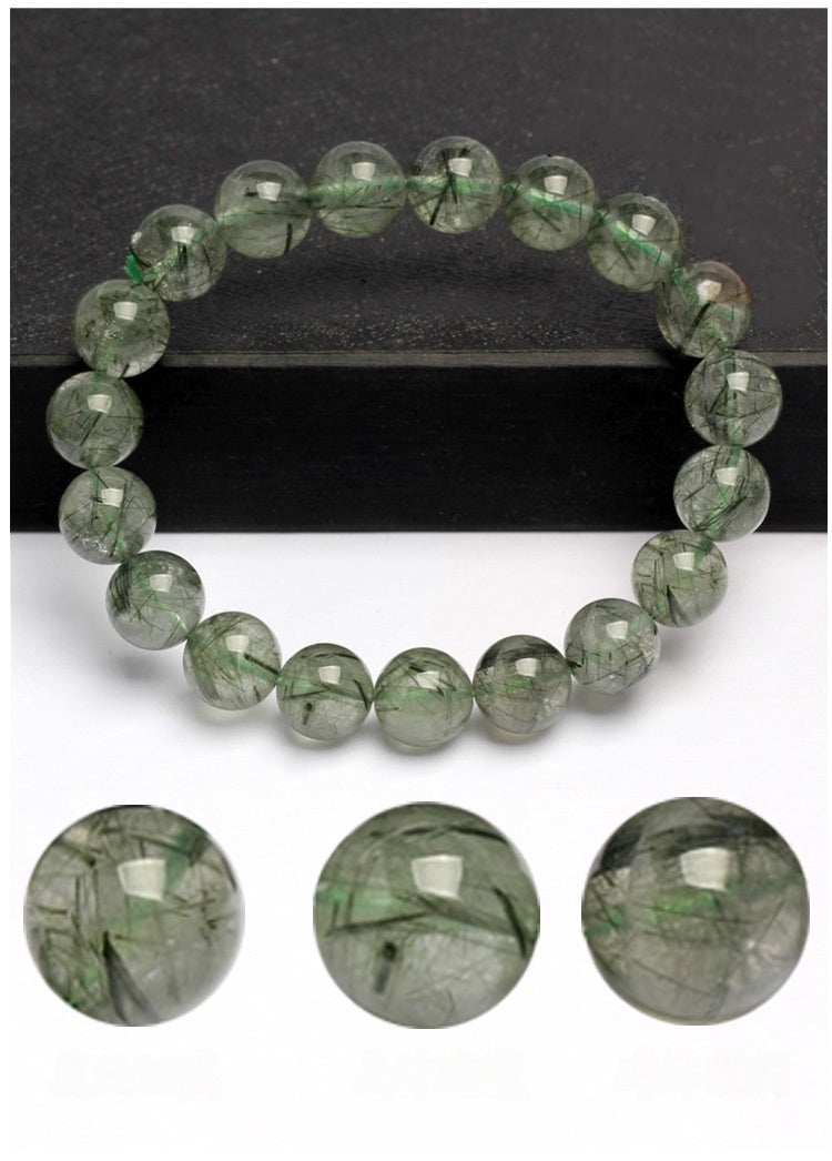 Natural Green Rutilated Quartz - 8A - Rare Hair-like Inclusion Gemstone for Wealth & Abundance