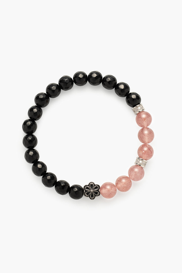 Birthstone Pink Strawberry Quartz Bracelet - OCT - Quarter Eclipse - Mulstio - 1