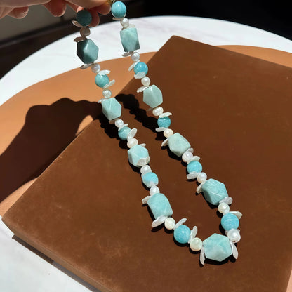 Amazonite Pearl Shell Mermaid Necklace