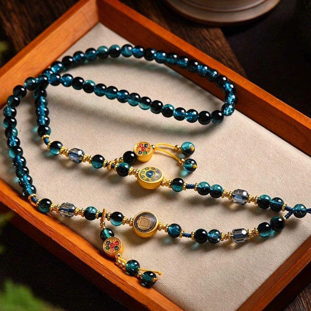 Mulstio Lord Wuye Thangka Empowering Necklace Healing Crackle Crystal Spiritual Protection Amulet