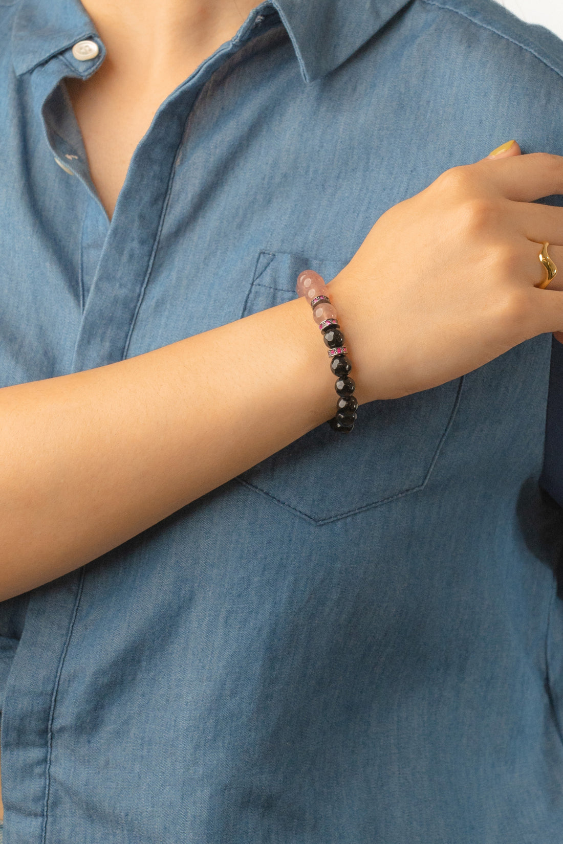 Birthstone Pink Strawberry Quartz Bracelet - OCT - Half Eclipse - mulstio - 6