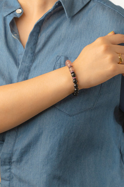 Birthstone Pink Strawberry Quartz Bracelet - OCT - Half Eclipse - mulstio - 6