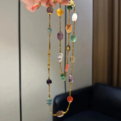 Multi-Gem Energy Necklace with Aquamarine & Amethyst