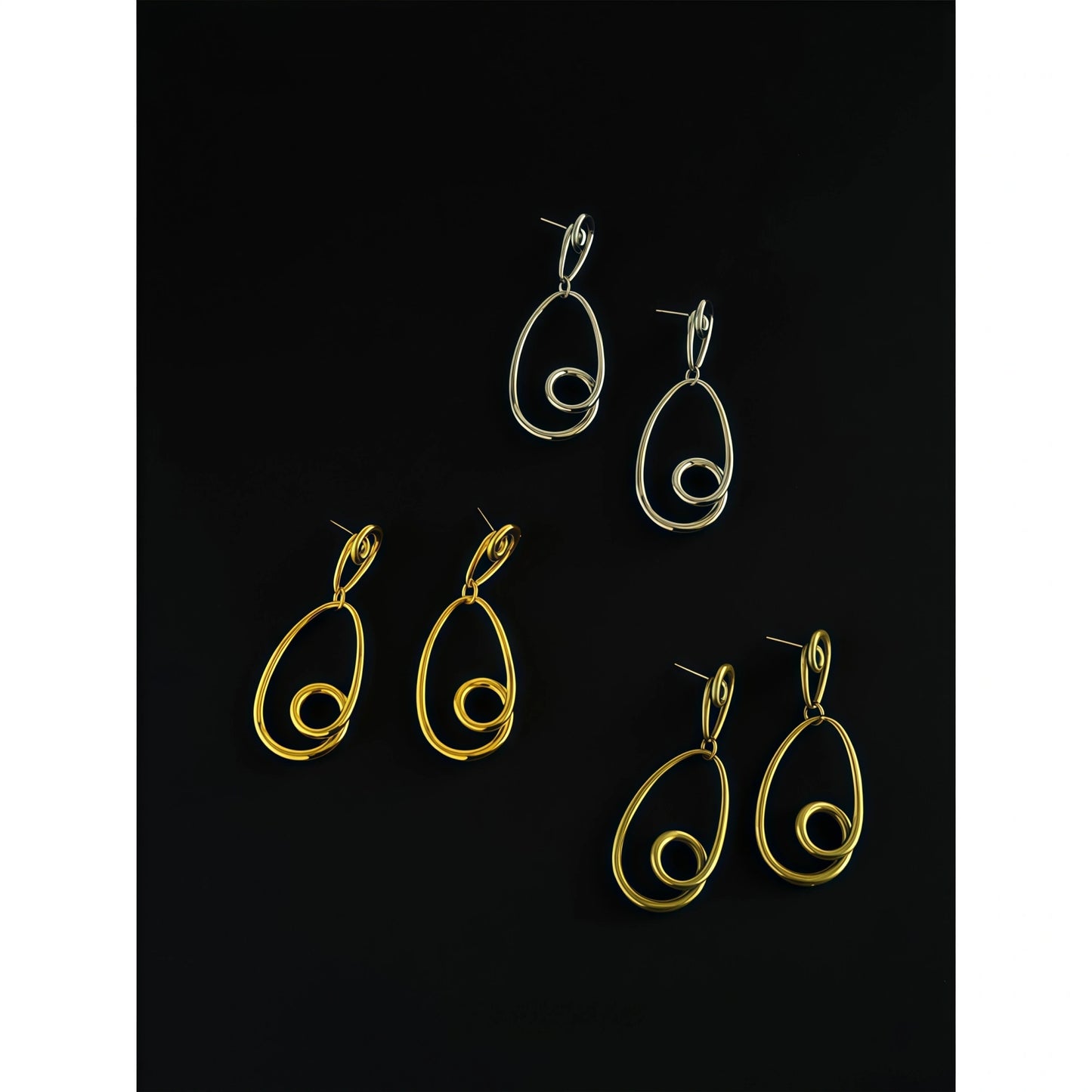 Postmodern Minimalist Drop Earrings - 3D Linear Water Drop Design - Support & Protection