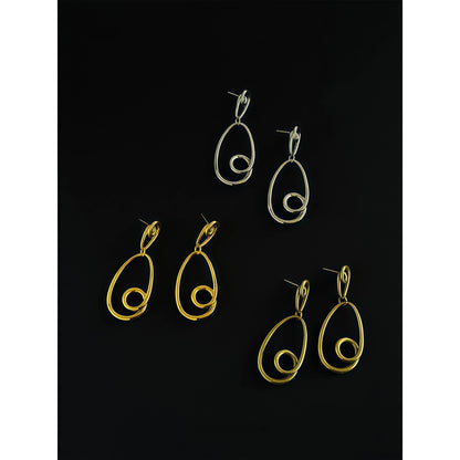 Postmodern Minimalist Drop Earrings - 3D Linear Water Drop Design - Support & Protection