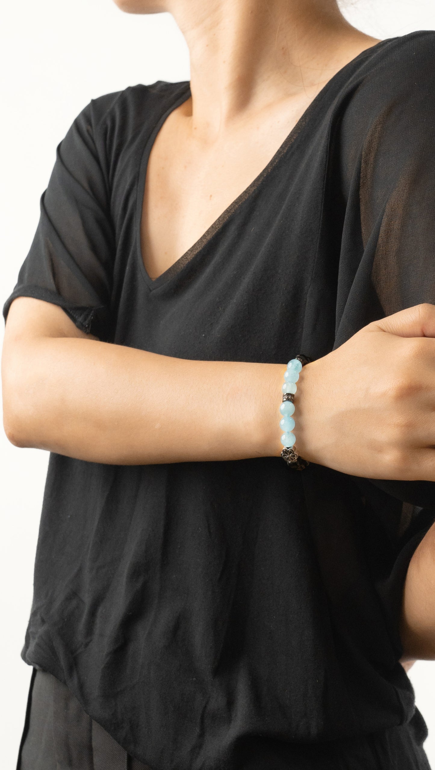 Birthstone Aquamarine Bracelet - MAR - Quarter Eclipse Mulstio - 2