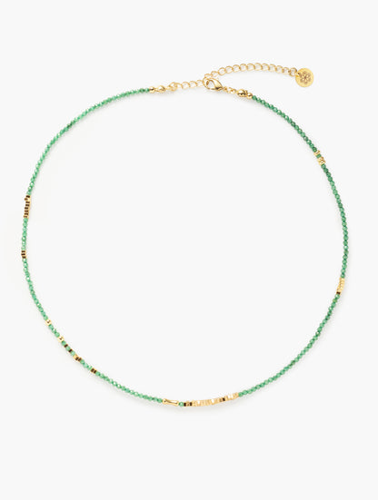 Broken Gold Tiny Green Gemstone Beaded Choker