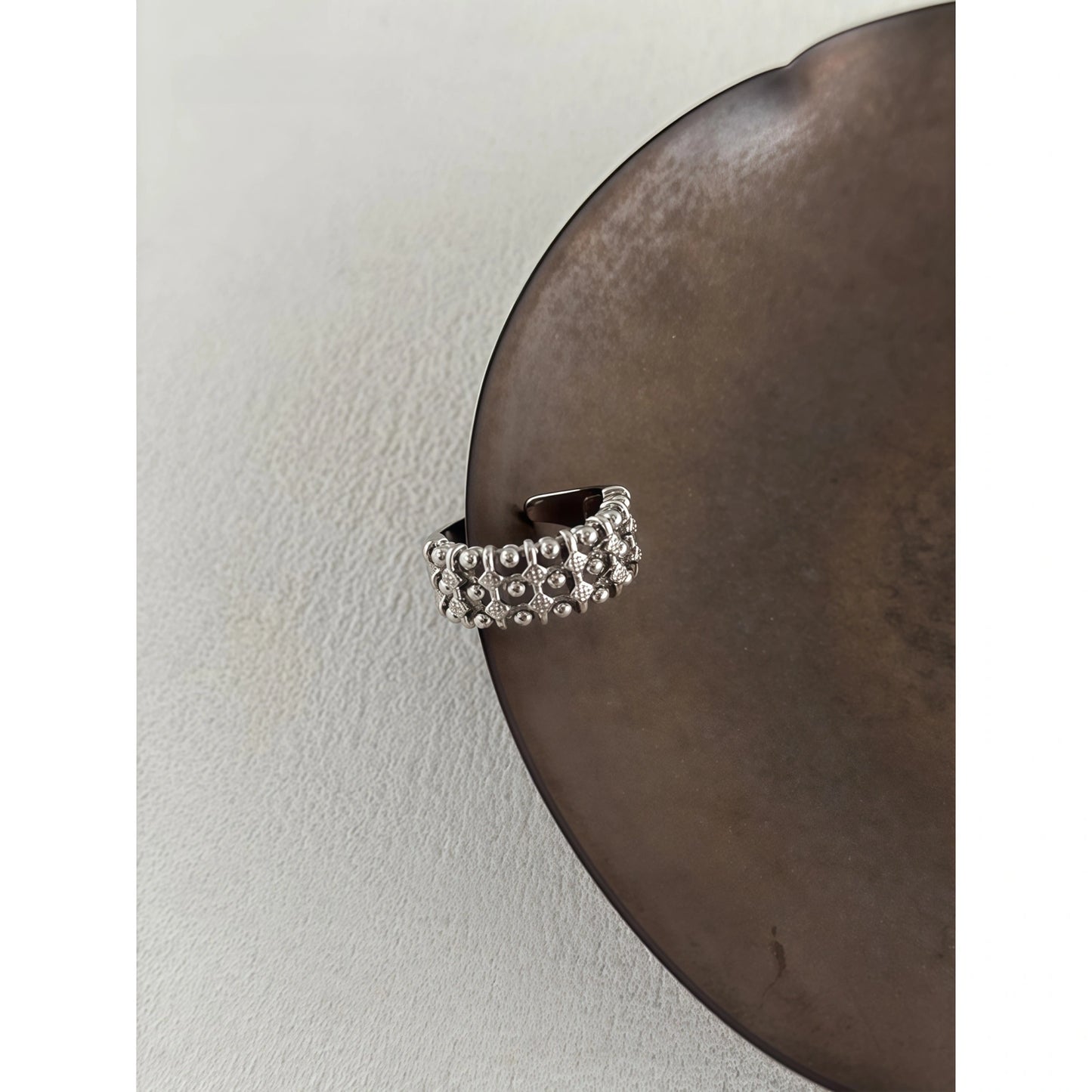 Honeycomb Retro Hollow Bead Adjustable Ring in Gold, Silver & Copper