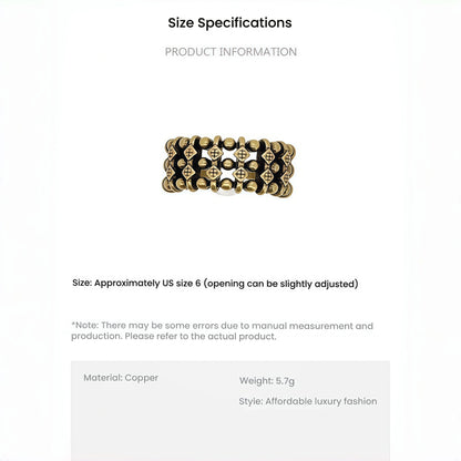 Honeycomb Retro Hollow Bead Adjustable Ring in Gold, Silver & Copper