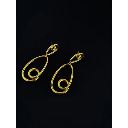 Postmodern Minimalist Drop Earrings - 3D Linear Water Drop Design - Support & Protection
