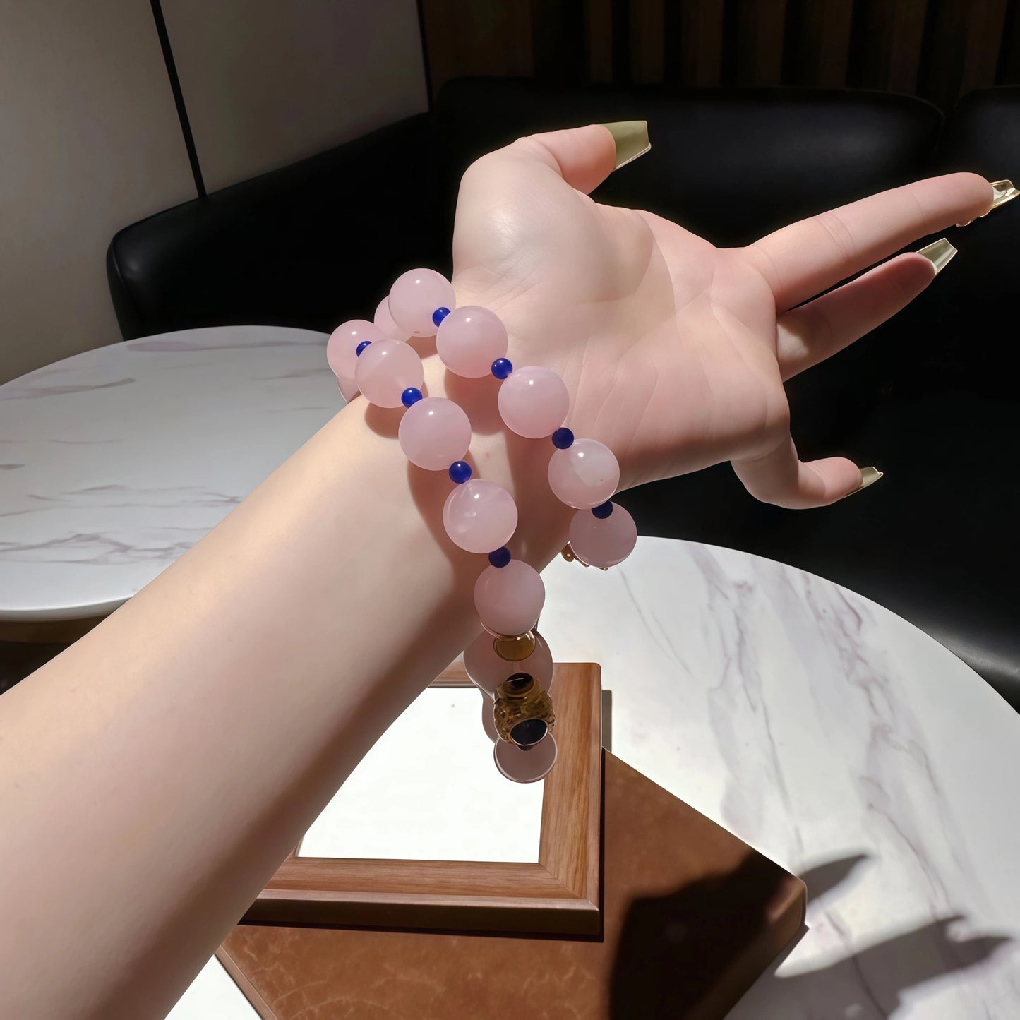 Rose Quartz Lapis Lazuli Elastic Necklace Bracelet