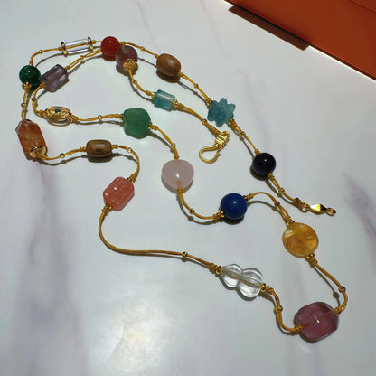 Multi-Gem Energy Necklace with Aquamarine & Amethyst