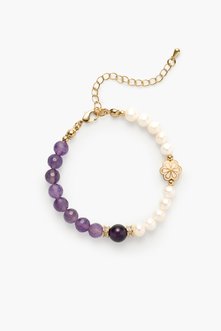 Birthstone Amethyst Pearl Spliced Bracelet - FEB - Mulstio - 1