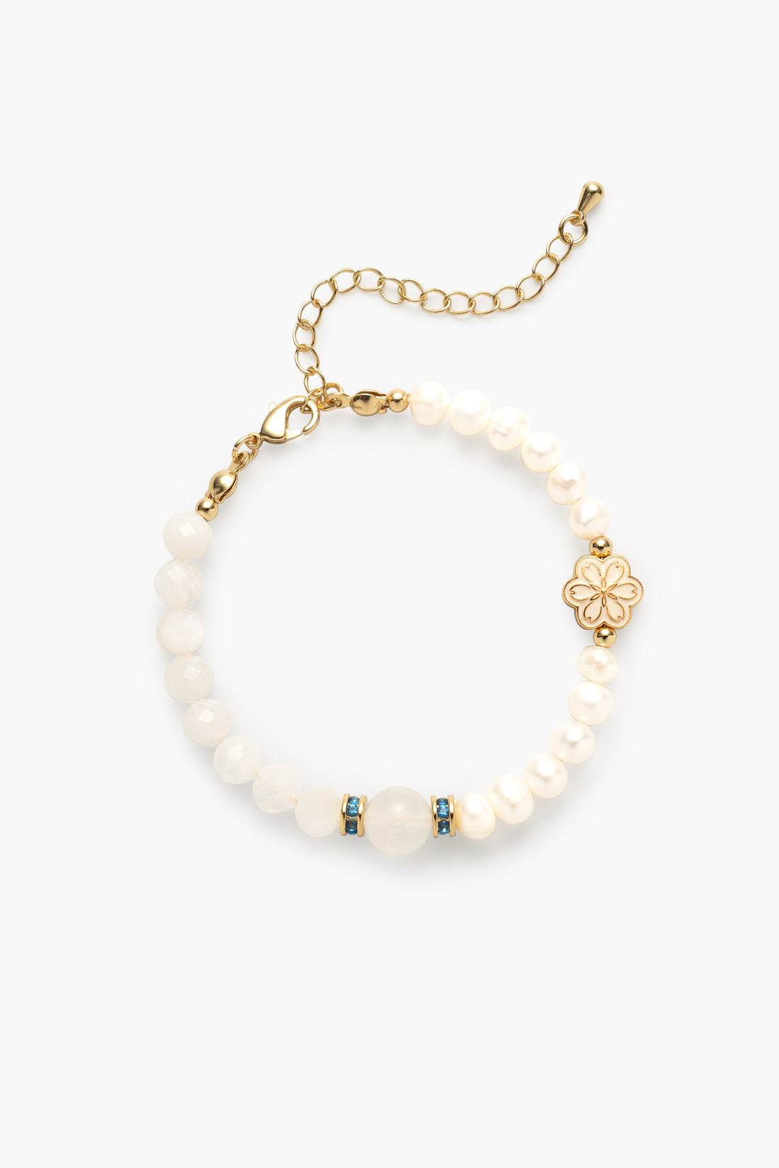 Birthstone Moonstone Pearl Spliced Bracelet - JUN - Mulstio -1