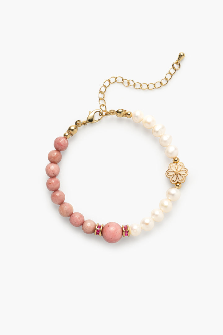 Birthstone Lnca Rose Pearl Spliced Bracelet - JUL - Mulstio -1