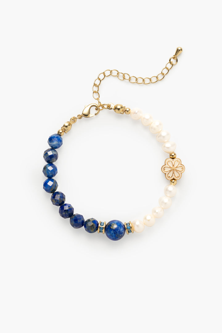 Birthstone Lazurite Pearl Spliced Bracelet - SEP - Mulstio - 1