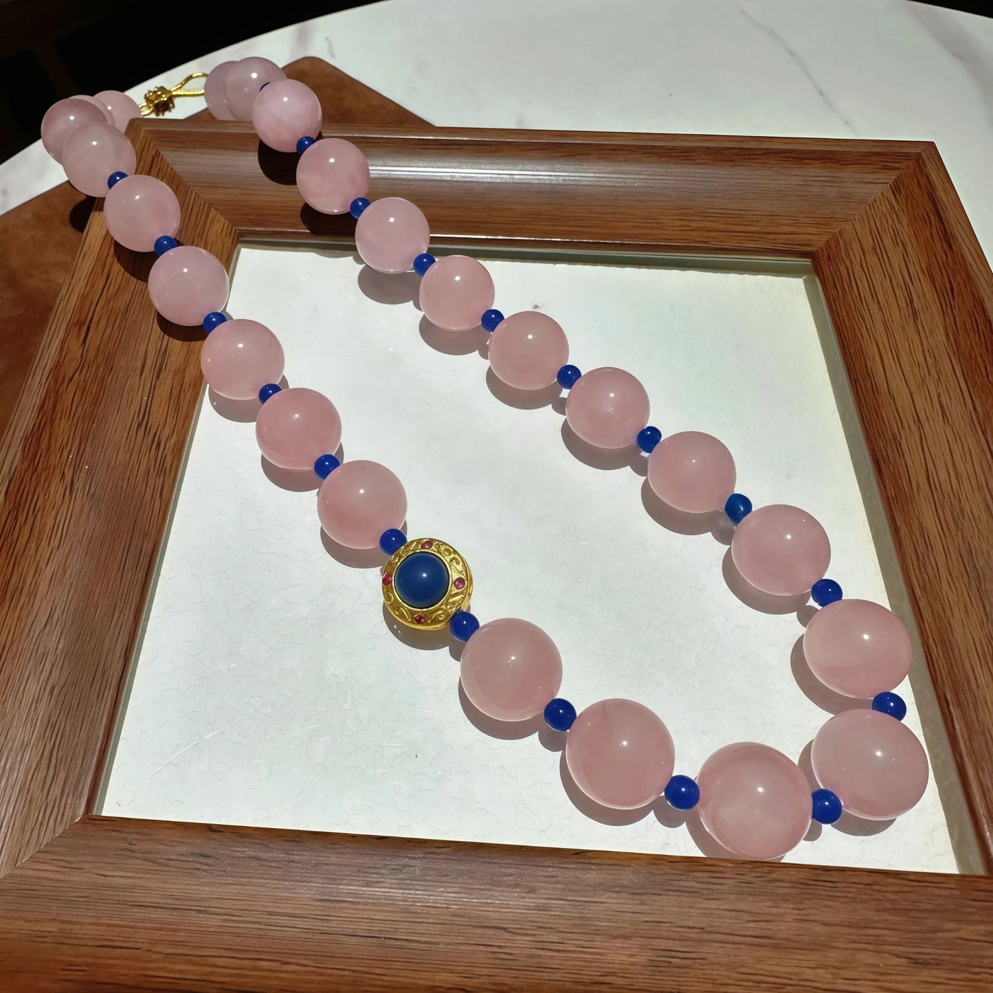 Rose Quartz Lapis Lazuli Elastic Necklace Bracelet