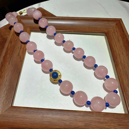 Rose Quartz Lapis Lazuli Elastic Necklace Bracelet