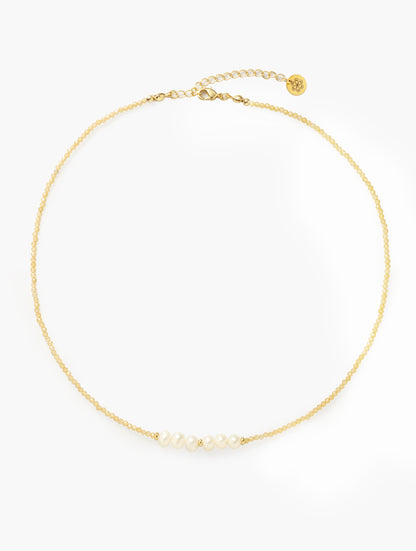 Natural Pearl Tiny Gemstone Beaded Choker