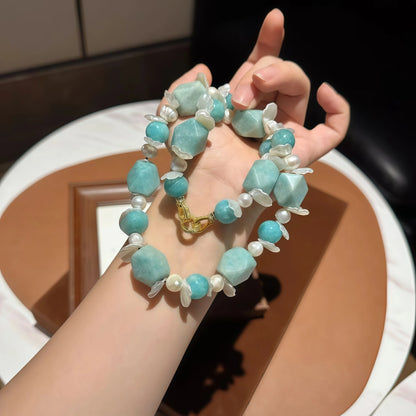 Amazonite Pearl Shell Mermaid Necklace