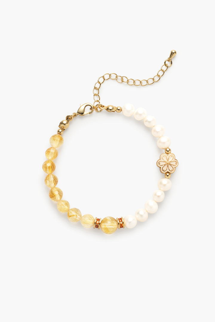 Birthstone Citrine Pearl Spliced Bracelet - NOV - Mulstio -1