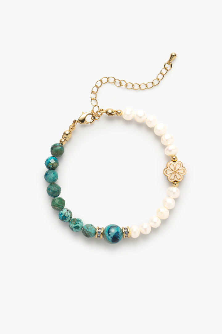 Birthstone Turquoise Pearl Spliced Bracelet - DEC - Mulstio -1