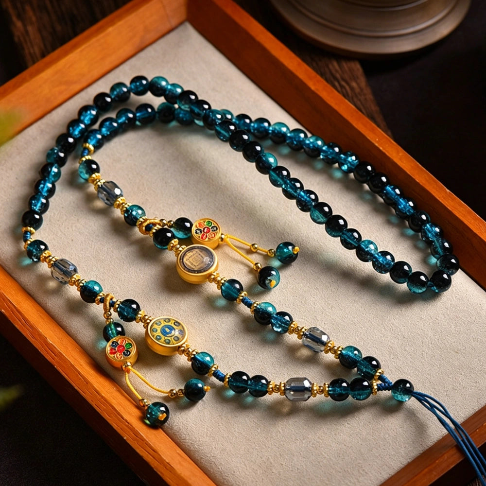 Mulstio Lord Wuye Thangka Empowering Necklace Healing Crackle Crystal Spiritual Protection Amulet