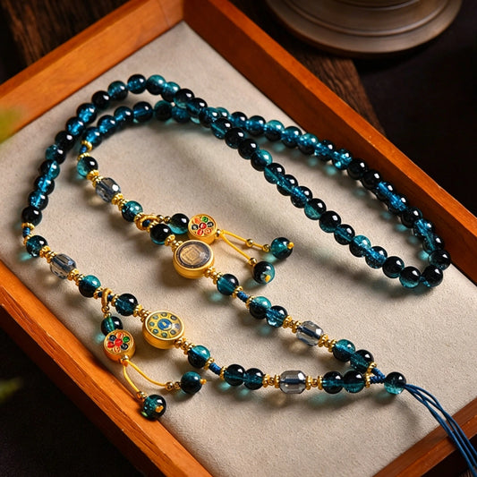 Mulstio Lord Wuye Thangka Empowering Necklace Healing Crackle Crystal Spiritual Protection Amulet