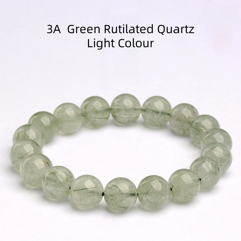 Natural Green Rutilated Quartz -3A Light Green- Rare Hair-like Inclusion Gemstone for Wealth & Abundance