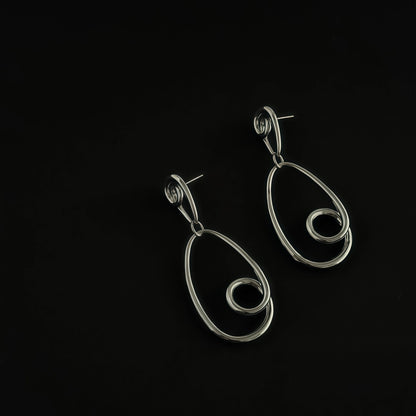 Postmodern Minimalist Drop Earrings - 3D Linear Water Drop Design - Support & Protection