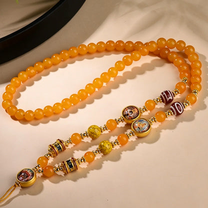 Mulstio Ethnic Agate Energy Necklace Tibetan Dzi Bead Thangka Element Empowerment Jewelry for Women