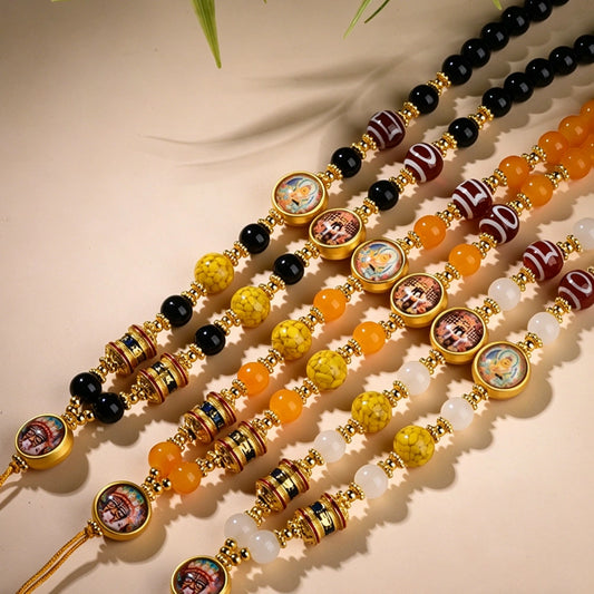 Mulstio Ethnic Agate Energy Necklace Tibetan Dzi Bead Thangka Element Empowerment Jewelry for Women