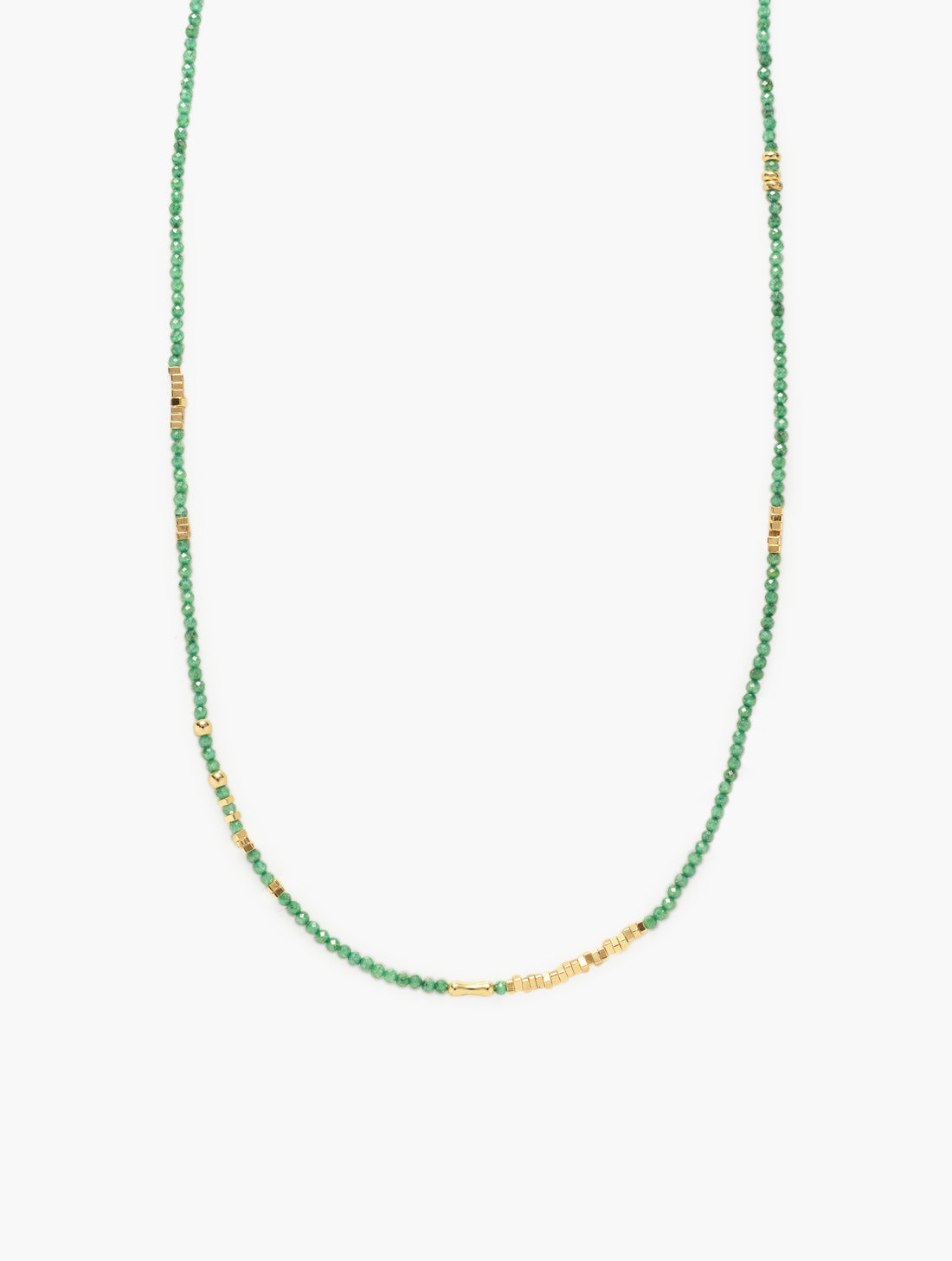 Broken Gold Tiny Green Gemstone Beaded Choker