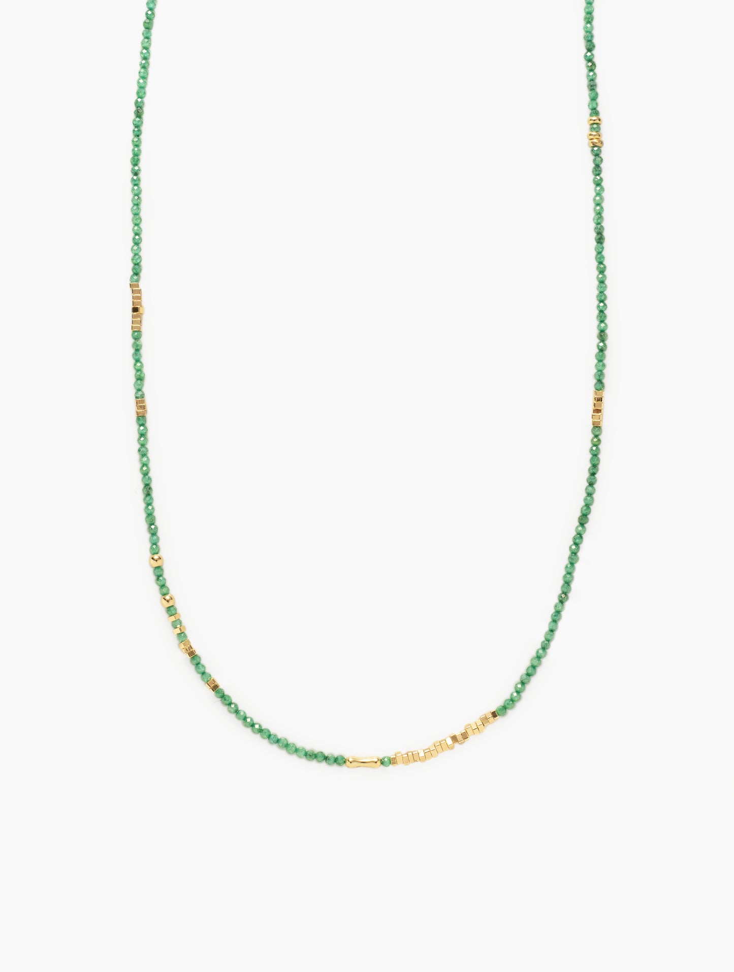 Broken Gold Tiny Green Gemstone Beaded Choker