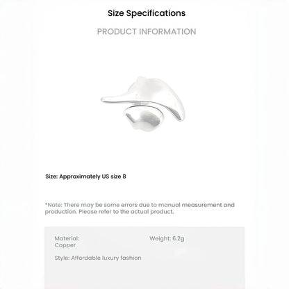 Abstract River Design Matte Silver Adjustable Ring