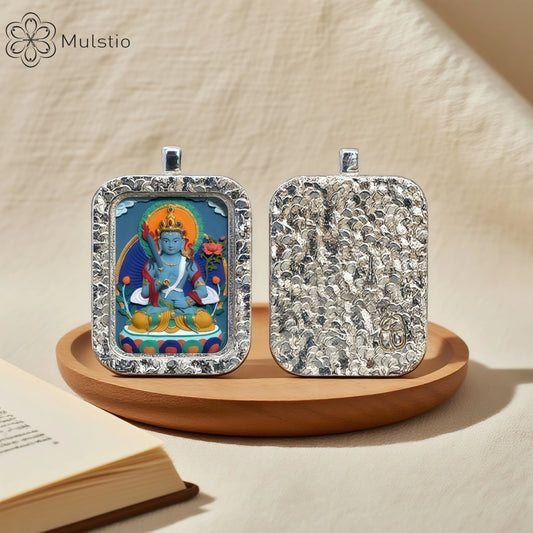 Akasagarbha Silver Handmade Thangka Pendant - Memory Wisdom Talisman